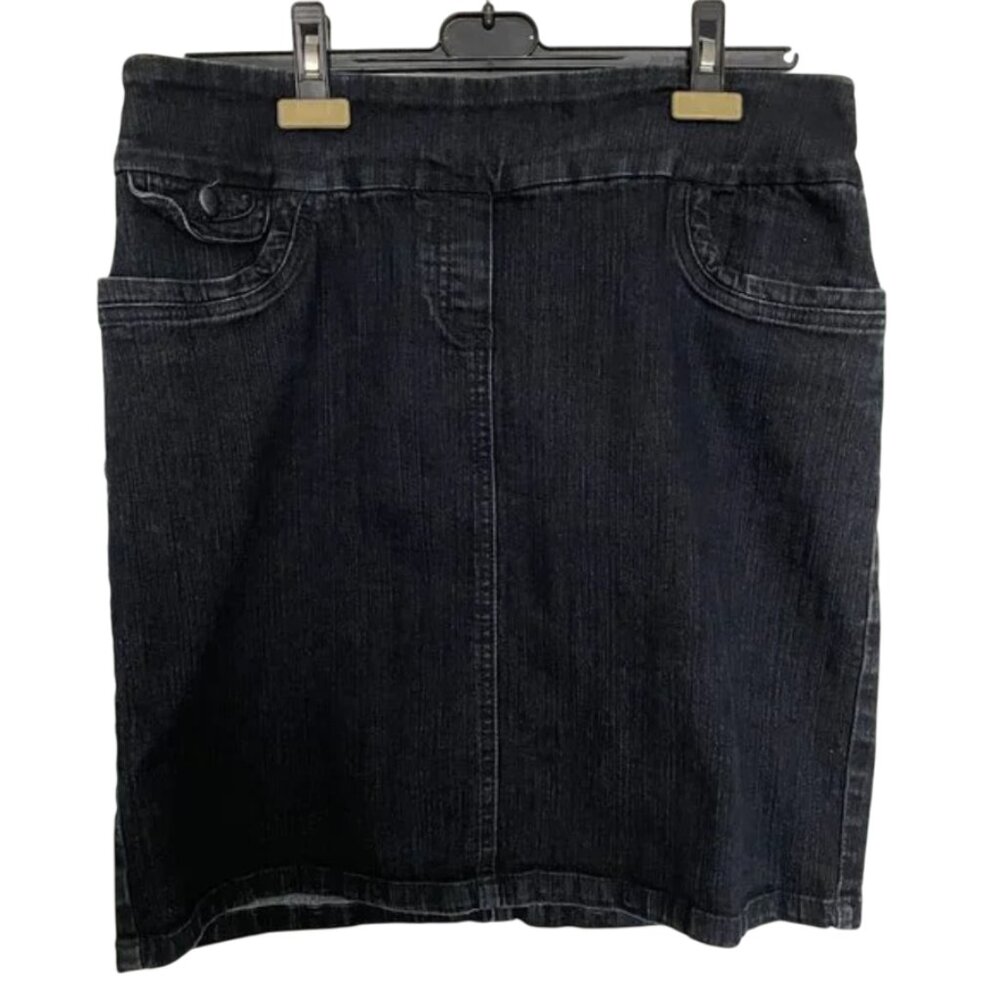 Contrast Black Denim Skirt